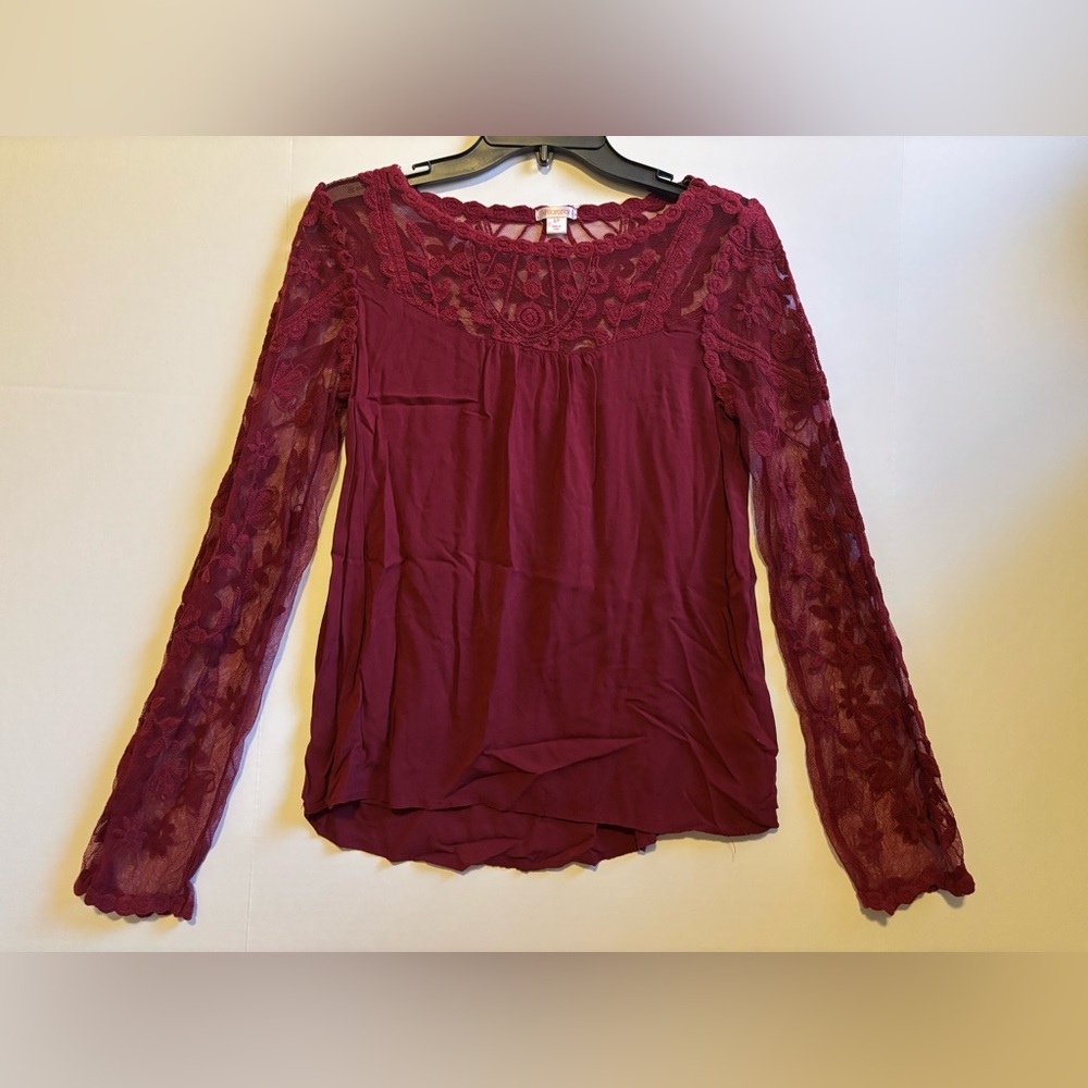 Xhilaration Burgundy Lace Blouse